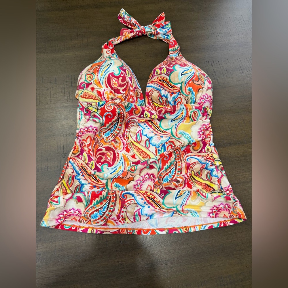 Lauren Ralph Lauren Multicolor Paisley Halter Tankini Top